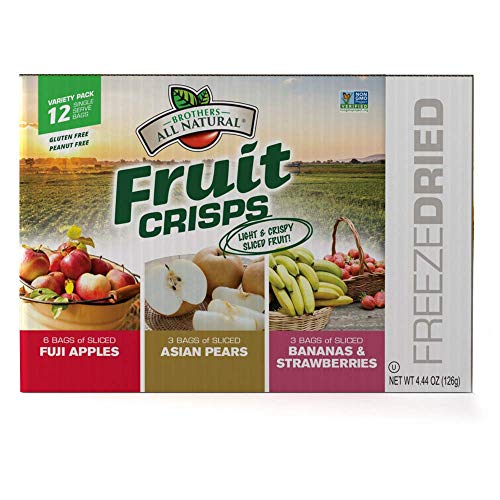 Brothers All Natural Freeze Dried Fruit Crisps, Variety Pack, 24 Single Serve Bags, Fuji Apple, Asian Pear, Banana Strawberry, M