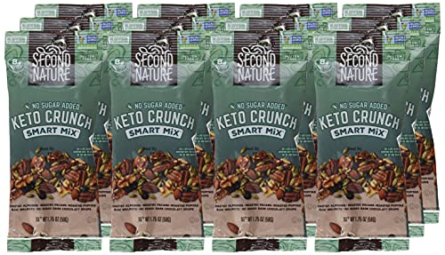 Second Nature Keto Crunch Smart Snack Mix, 1.75 Oz Individual Snack Packs (Pack Of 12) - Keto Gluten Free Snack - No Sugar Added