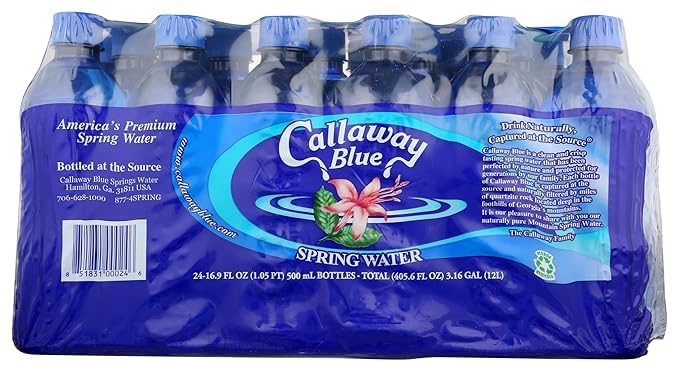 CALLLAWAY BLUE Spring Water, 0.5 Liter (Pack of 24)
