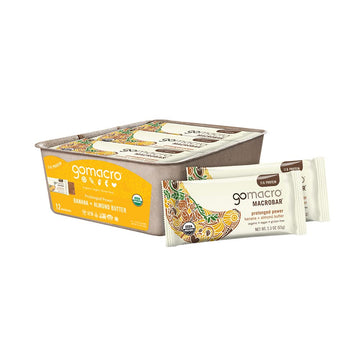 Gomacro Macrobar Organic Vegan Protein Bars - Banana + Almond Butter, 2.3 Ounce Bars, (Pack Of 12)