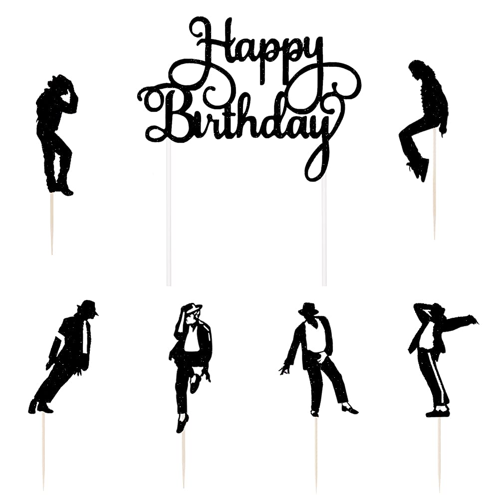 Lveud Dance King Happy Birthday Cake Topper Forever God Art Dance Theme Birthday Cake Topper Birthday Party Cake Decorations (7P