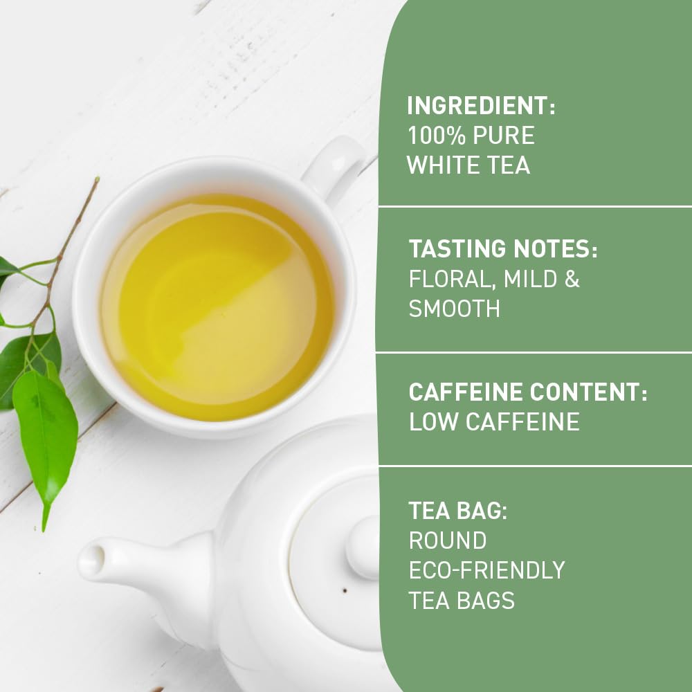 Handpick, Organic White Tea - 100 Tea Bags | Usda Organic, 100% Pure White Tea | Mild & Smooth | Packed In Eco-Friendly Tea Bags