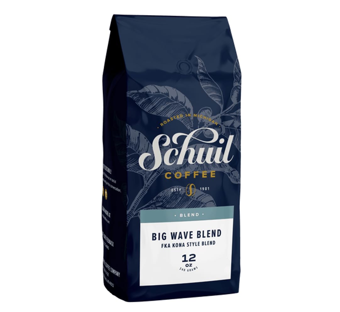 SCHUIL Big Wave Blend Whole Bean Coffee, Fair Trade, Light Roast, 12 Ounce Bag