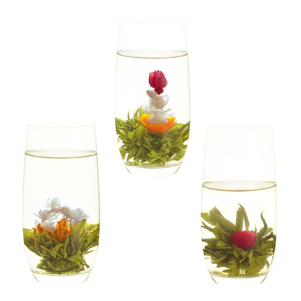Lwxljmjzc-12 Unique Varieties Blooming Green Tea Ball | Jasmine Flowering Tea | Individual Pack With Flowers-Gifts For Tea Lover