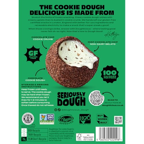 DOUGHLICIOUS Mint Chocolate Chip Cookie Dough & Gelato Bites, 6.77 OZ