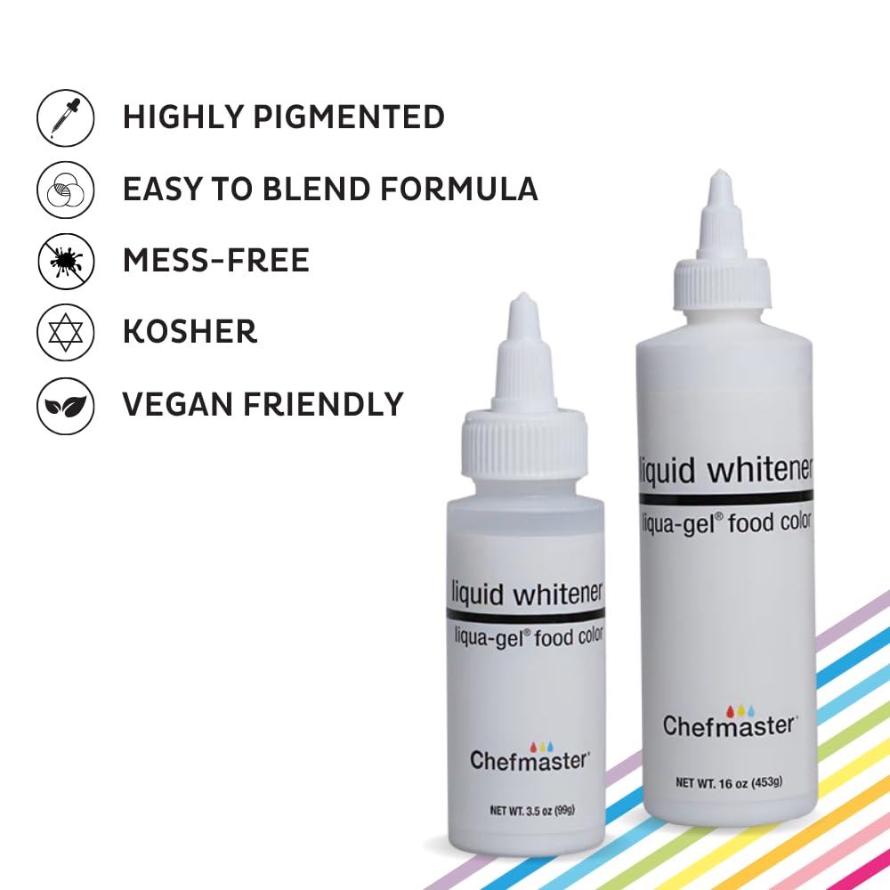 Chefmaster Liquid Whitener Food Coloring - Professional-Grade Dye for Icing, Frosting & Candy Apples, 16 Fl Oz, Whitener, Model 751201 5908