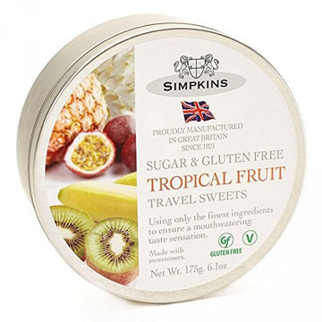 Simpkins Sugar And Gluten Free Tropical Fruit Travel Sweets 175G (4 Pack)