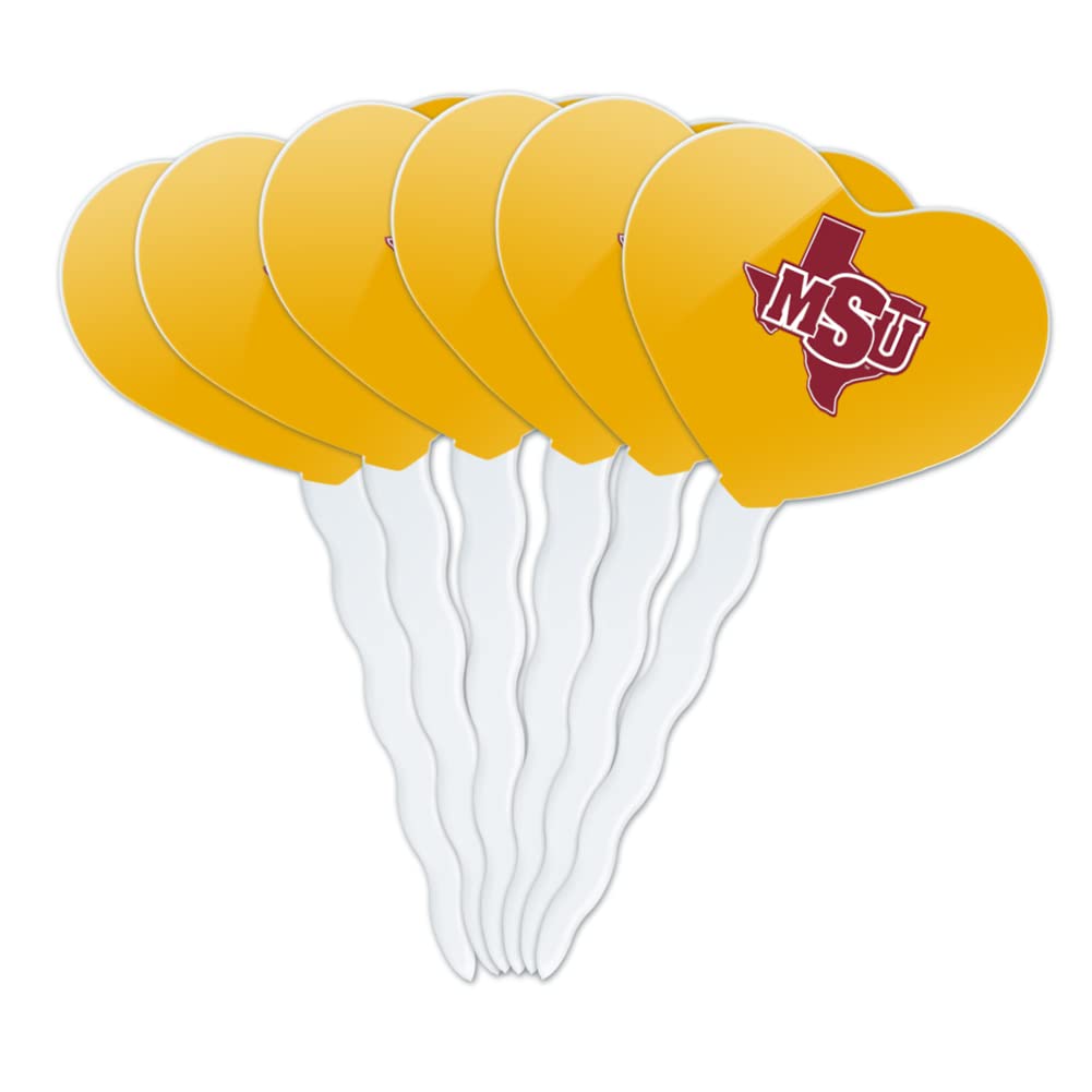 GRAPHICS & MORE Cupcake Picks Set of 6, Acrylic, Midwestern State University, Heart Design, One Size