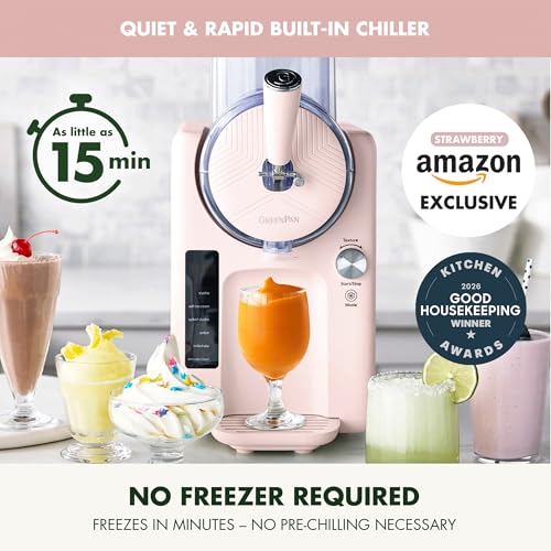GreenPan Frost Ice Cream Machine & Frozen Drink Maker, Soft Serve, Slushie, Milkshakes & Cocktails, No Freezer Needed, 15-in-1,