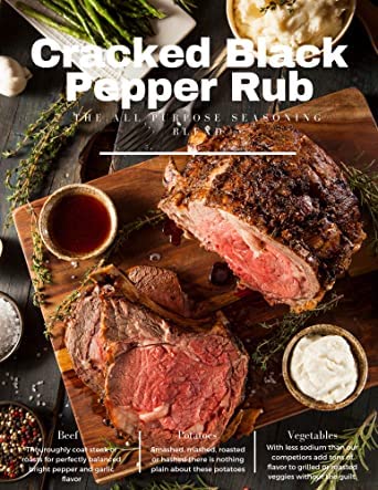 Cracked Black Pepper Rub- 3.1 Ounce Cube - A Classic Montreal Style Steak Seasoning Blend. Use On Steak, Chicken, Pork Or Vegeta