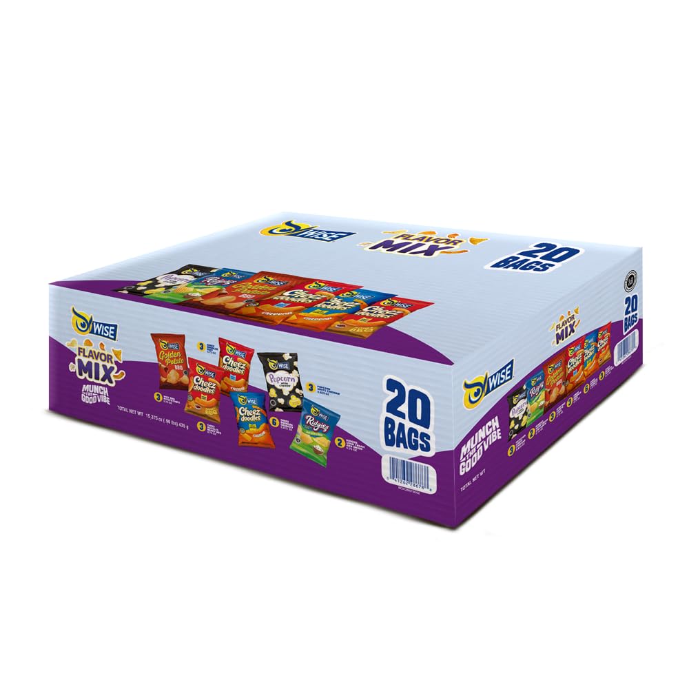 Wise Snacks Flavor Mix Variety Pack (20 Count), Gluten Free, Snack Size Chips Bulk Box, Perfect For Lunches And Snacks Single Se