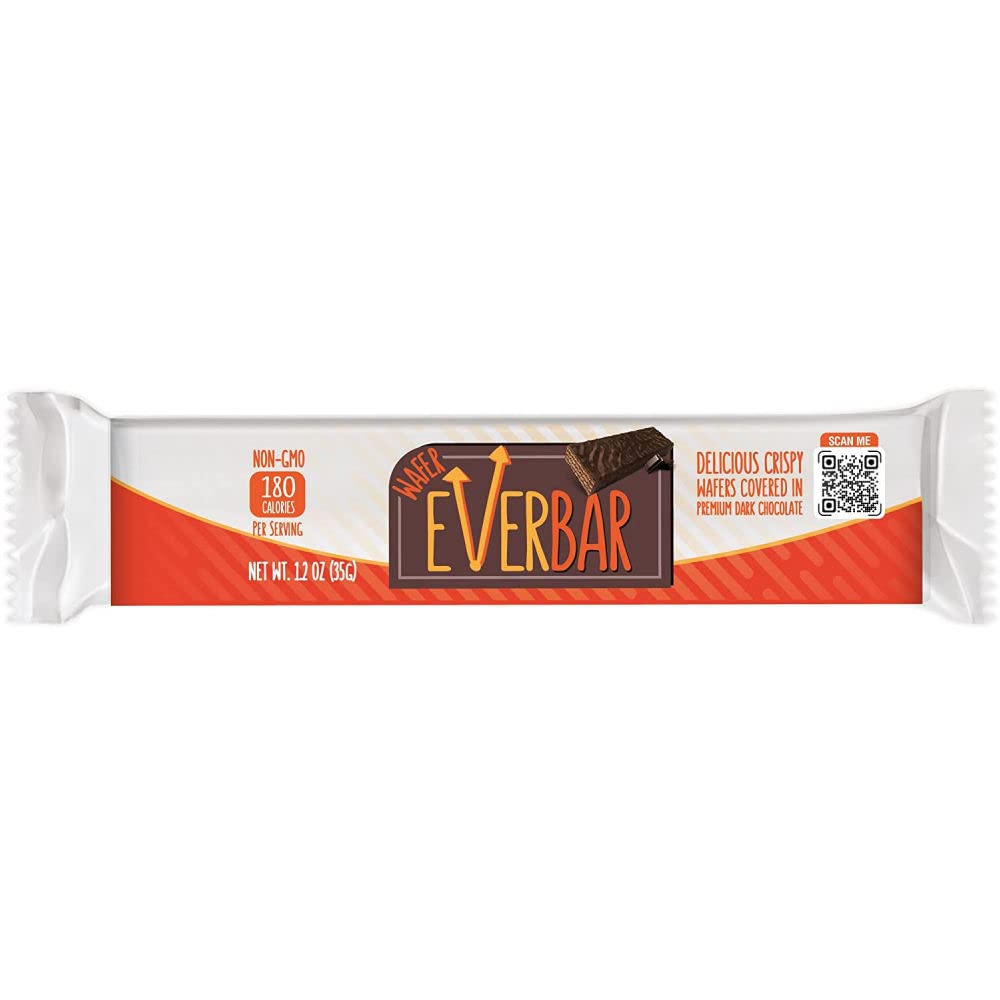 EverBar Dark Chocolate Wafer Bars, Non-GMO, 48 Count, Bite-Size, Brown