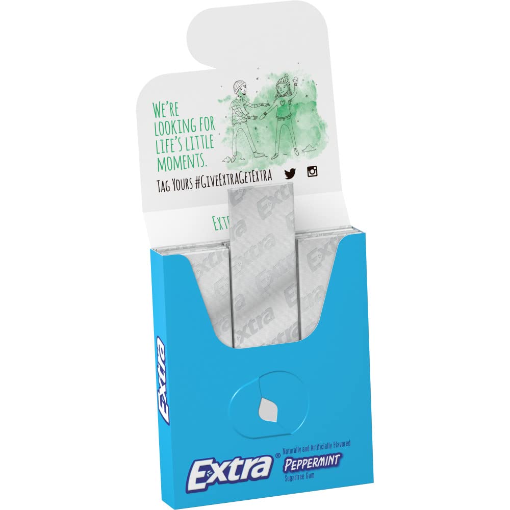 Extra Peppermint Sugar Free Chewing Gum Bulk Pack, 15 Pieces (48 Packs)