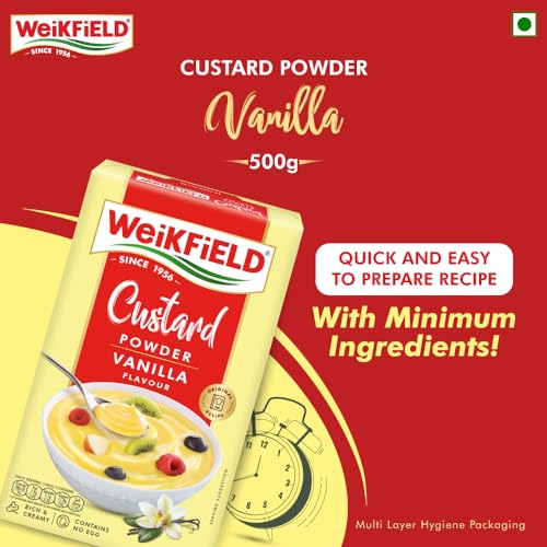 Weikfield Custard Powder, Vanilla Flavour, 500G Carton
