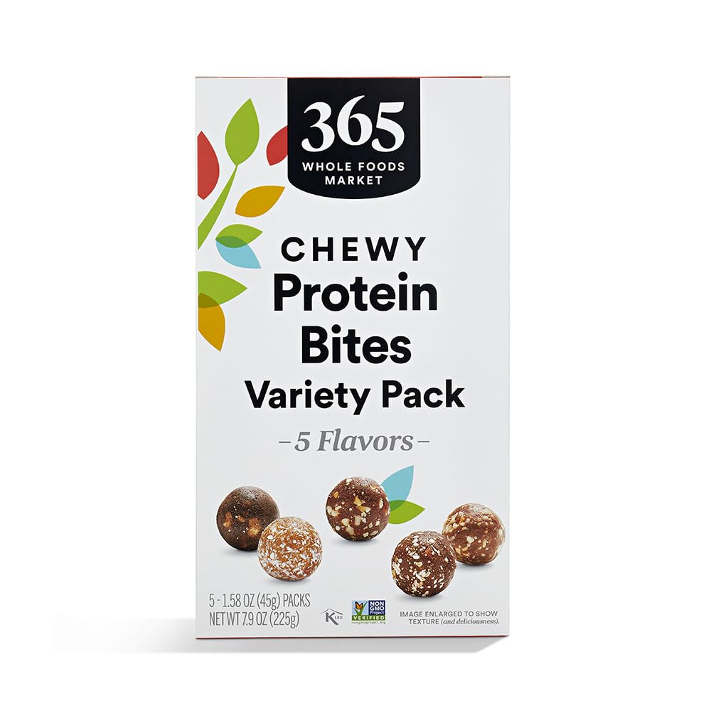 365 by Whole Foods Market, Protein Chewy Bites, Variety Pack, 1.58 Ounce, Pack of 5