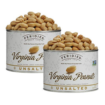 FERIDIES Gourmet Virginia Peanuts, Unsalted, 18oz Can, Pack of 2, Super Extra Large