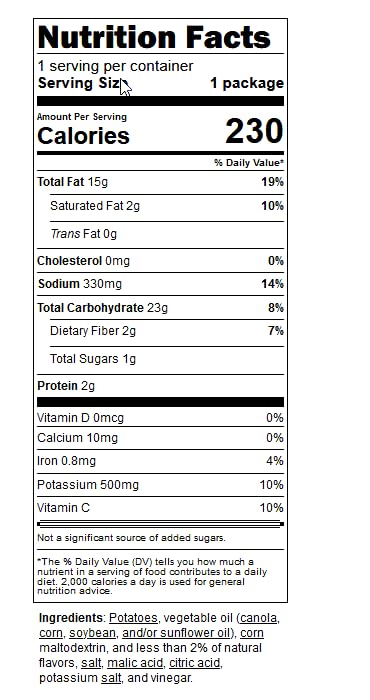 Salt & Vinegar Flavored Potato Chips, 1.5 Ounce (Pack Of 8) Bundled By City Wide Gourmet