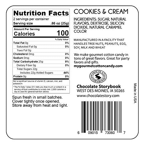 Cookies & Cream Gourmet Flavored Cotton Candy - Unique Idea For Holidays, Birthdays, Gag Gifts, Party Favors