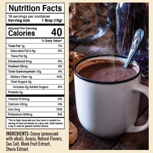 Castle Kitchen Sugar Free Double Dutch Premium Dark Hot Chocolate Mix (6 Pack, 48Oz Total) - Vegan, Dairy Free, Plant Based - Ke