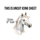 Generic Edible White Horse Cake Topper, Icing Sheet Design, 5 Inches Tall, Perfect for Cakes and Desserts
