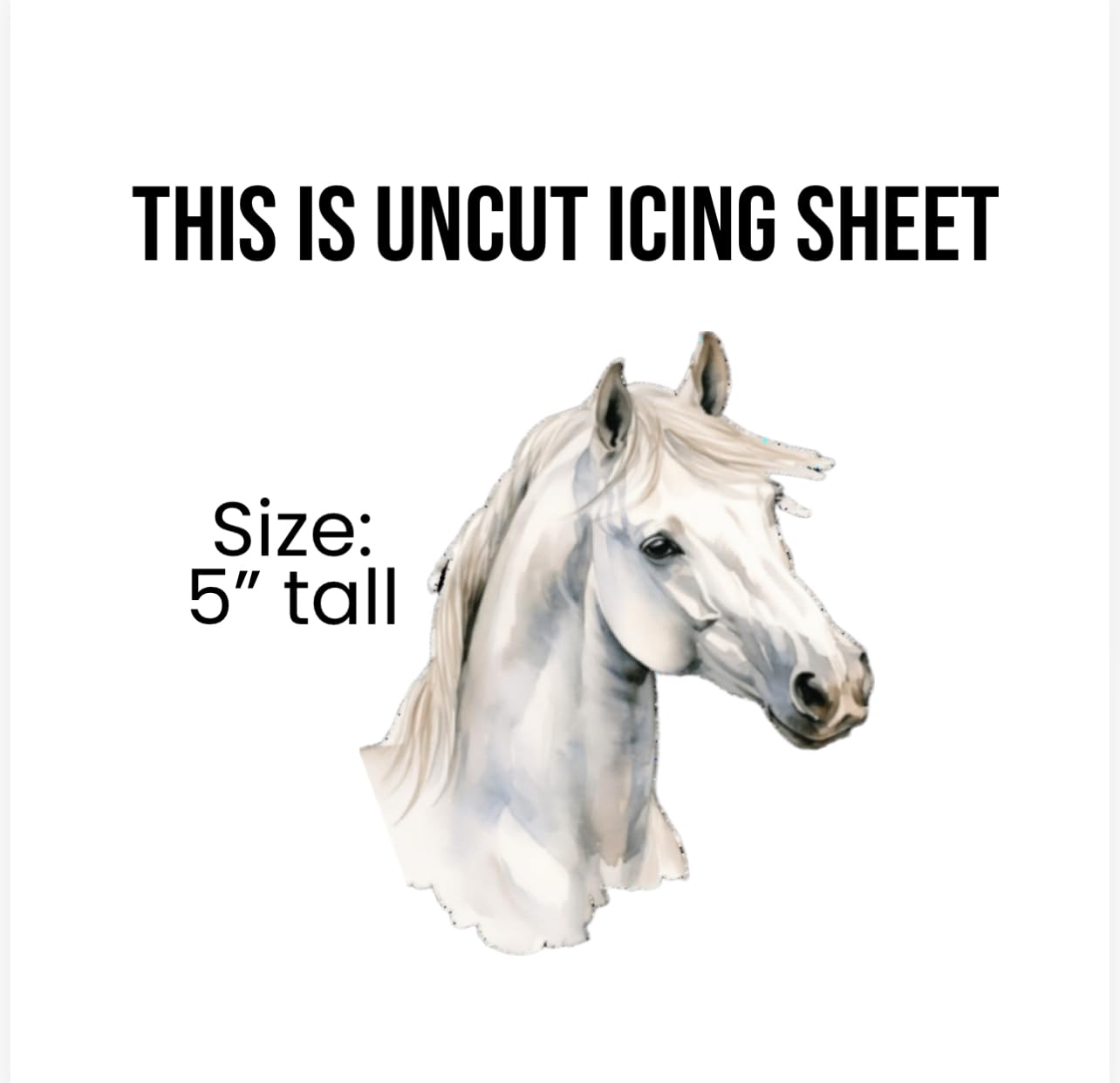Generic Edible White Horse Cake Topper, Icing Sheet Design, 5 Inches Tall, Perfect for Cakes and Desserts