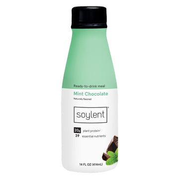 Soylent Complete Meal Replacement Shake, Mint Chocolate, 20g complete protein, 28 vitamins & minerals, low sugar, 14oz (Single B