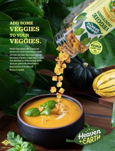 Heaven & Earth Crispy Veggie Croutons, 12Oz (2 Pack) | Gluten Free Caeser Croutons | For Soups & Snacking | Veggie Salad Topper