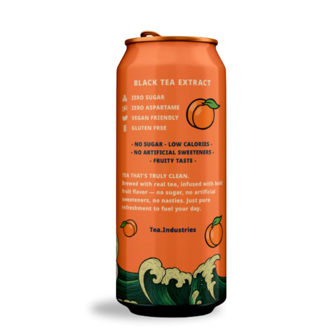 Green Tea with Peach Iced Tea - Sugar Free  Low Calorie Antioxidant Drink  Fruity Flavor  16oz Cans (12-Pack)