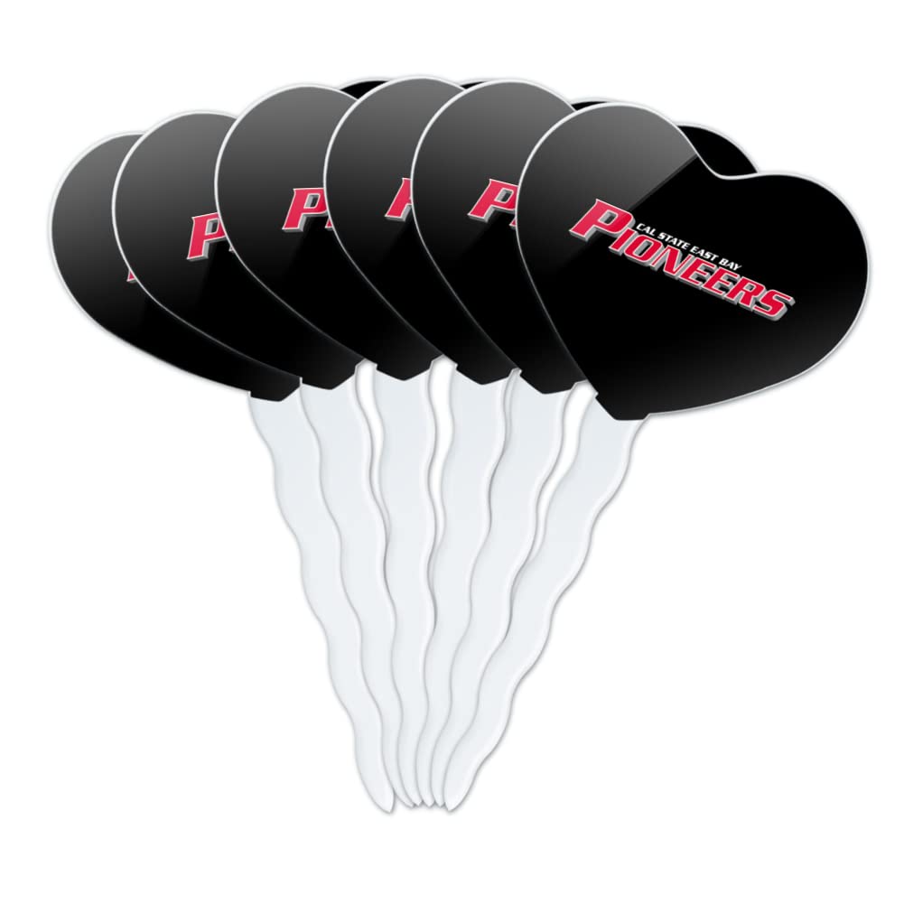 GRAPHICS & MORE Cupcake Picks Set of 6, Acrylic, California State University, East Bay, Heart Love Decoration, Model CUPT.HRT.ACR.6PK.CLCCSH500B