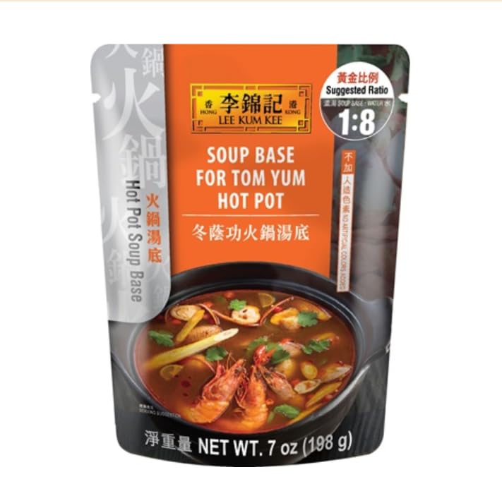 Lee Kum Kee Tom Yum Hot Pot Soup Base (7 oz - 6 Pack), Savory, Spicy & Sour Flavor, Ready-to-Use, Perfect for Soups, Hot Pot, No