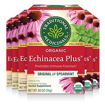 Traditional Medicinals Tea, Organic Echinacea Plus, Promotes Immune Function, W/ Spearmint, 96 Tea Bags (6 Pack)