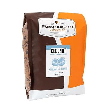 Fresh Roasted Coffee, Coconut Flavored Coffee, 5 Lb (80 Oz), Medium Roast, Kosher, Ground