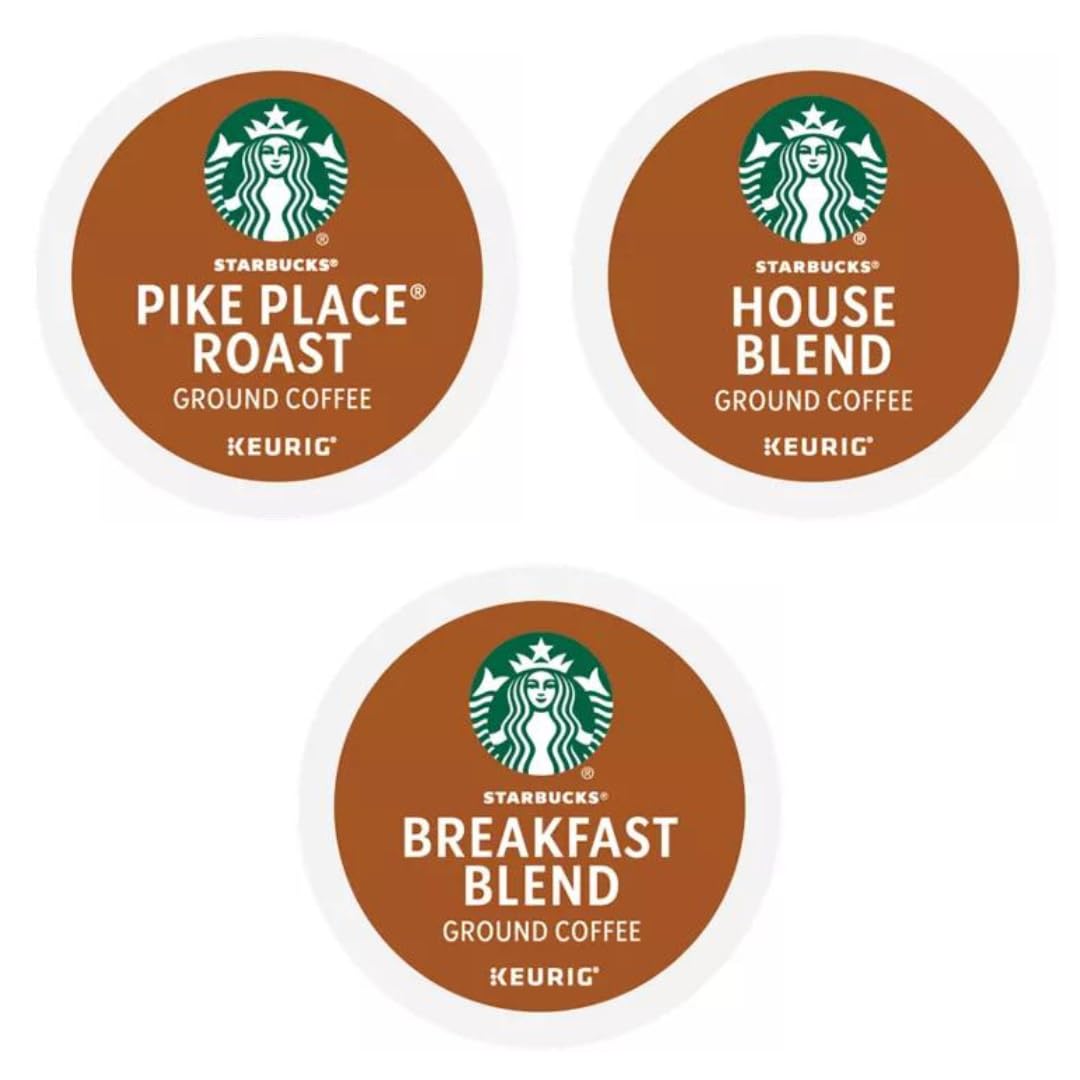 KUPIX Medium Roast Coffee K-Cups Sampler, Includes Starbucks Pike Place Roast & Breakfast Blend, 24 Count