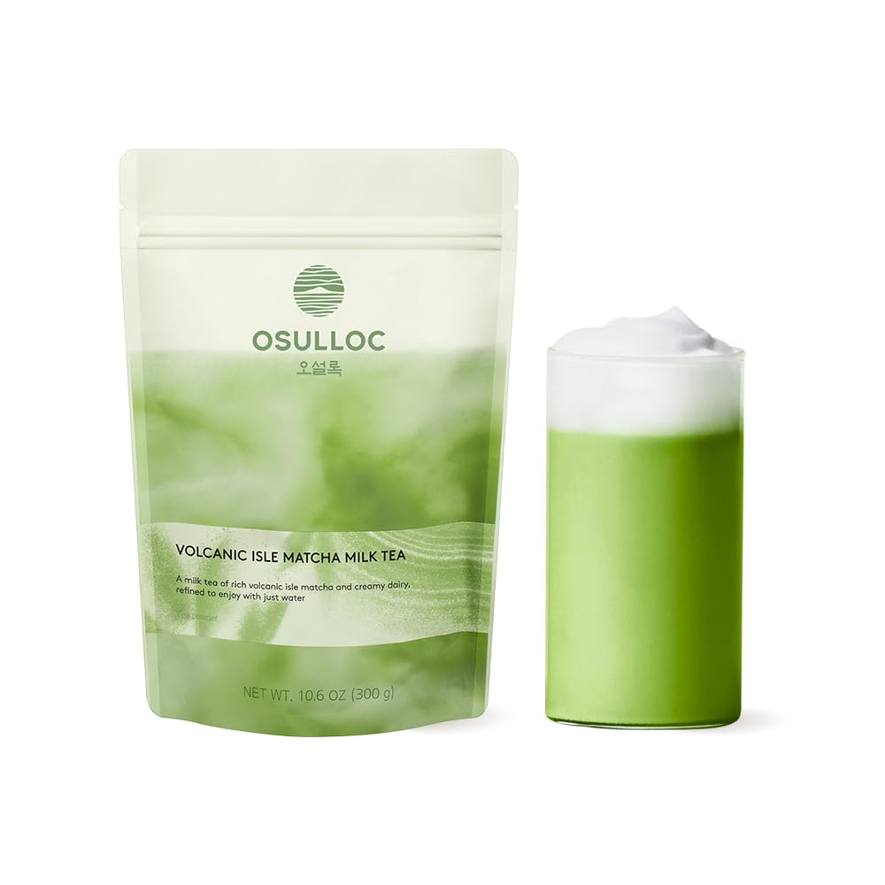 Osulloc Volcanic Isle Matcha Milk Tea - Top-Grade Jeju Matcha Latte Powder  Just Add Water  Creamy & Smooth  Large Pouch (10.6Oz  300G)