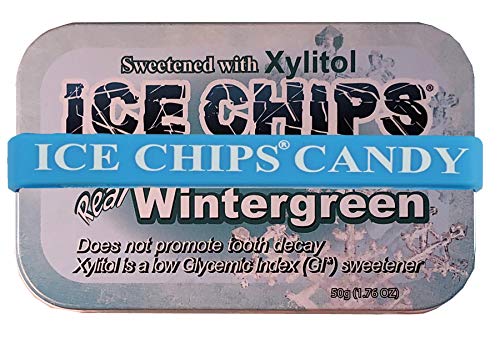Ice Chips Xylitol Candy Tins (Wintergreen, 6 Pack) - Includes Band As Shown
