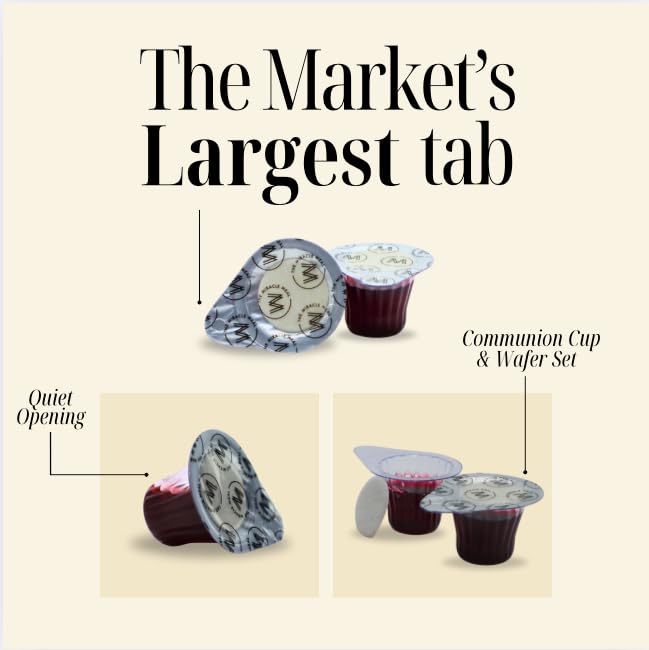 PACK IT HUB Pre-Filled Communion Cups Set - 100 Larger Tab Wafer Cups - Polypropylene - Transparent - Model MM100