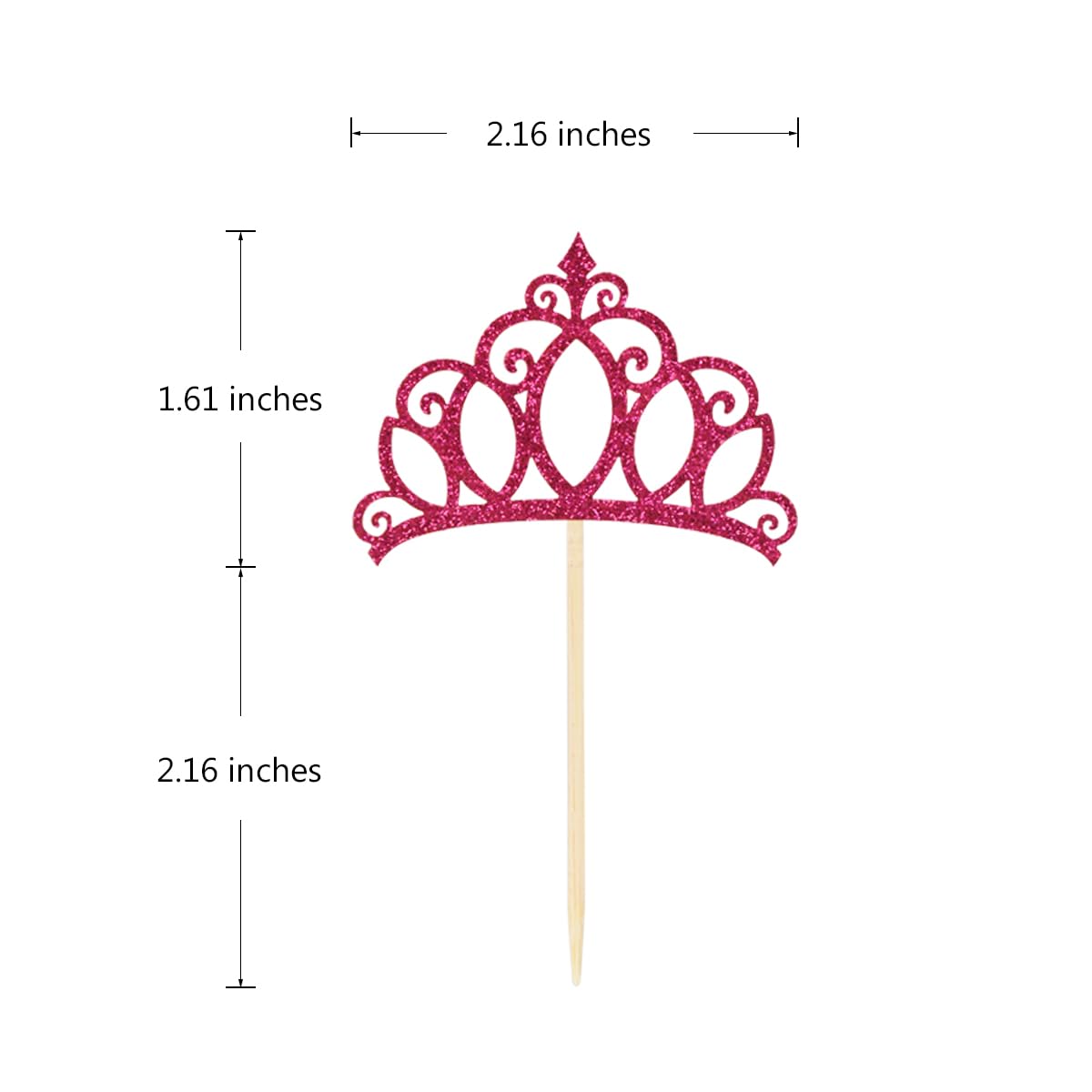 24 Pieces Rose Red Princess Crown Cupcake Toppers Cake Picks For Birthday Baby Shower Party Decorations