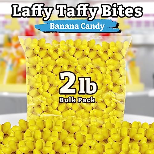 Taboom Laffy Bites Gone Bananas 2lb Bulk Chewy Gummy Candy - Banana Flavor with Filling