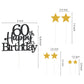 Pargleev 60th Birthday Cake Topper, Glittery Black Gold Star Design, Personalised Party Decoration for Men and Women