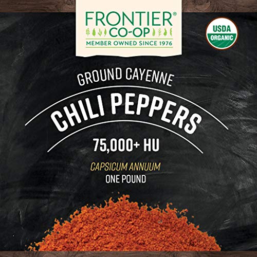 Frontier Co-Op Organic Ground Cayenne Chili Peppers, 50,000 Hu, Certified Organic, Kosher