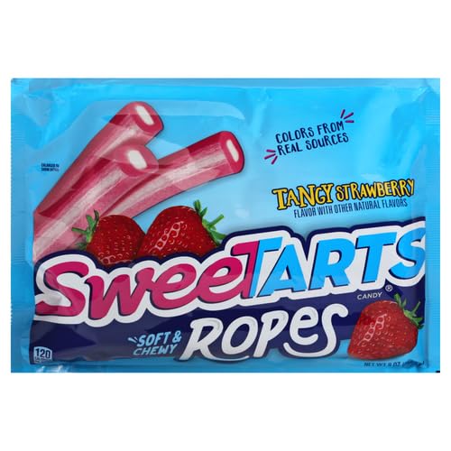 SweeTARTS Soft & Chewy Ropes Candy, Tangy Strawberry Flavor, 9 Ounce Pouch (Pack of 4)