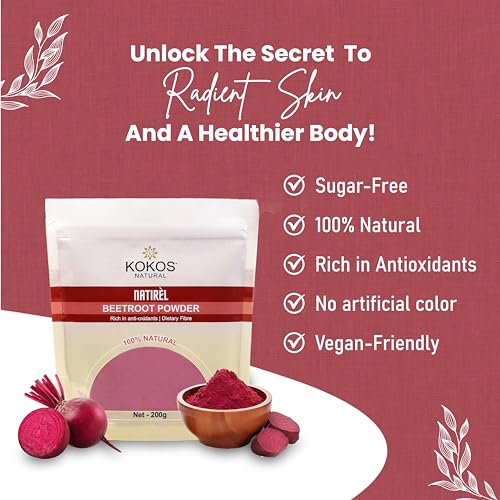 Kokos Natural Beetroot Powder 200 Gm | Natural, Rich In Antioxidants, Improves Blood Flow & Exercise Performance | Use In Soups,