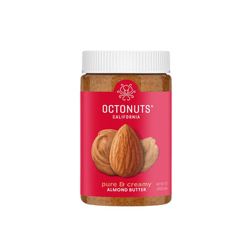 Octonuts Dry Roasted Pure Almond Nut Butter 16Oz - Pure Creamy Nut Butter - Gluten Free, Vegan, Kosher, Paleo, Non-Gmo Nut Butters Single Ingredient