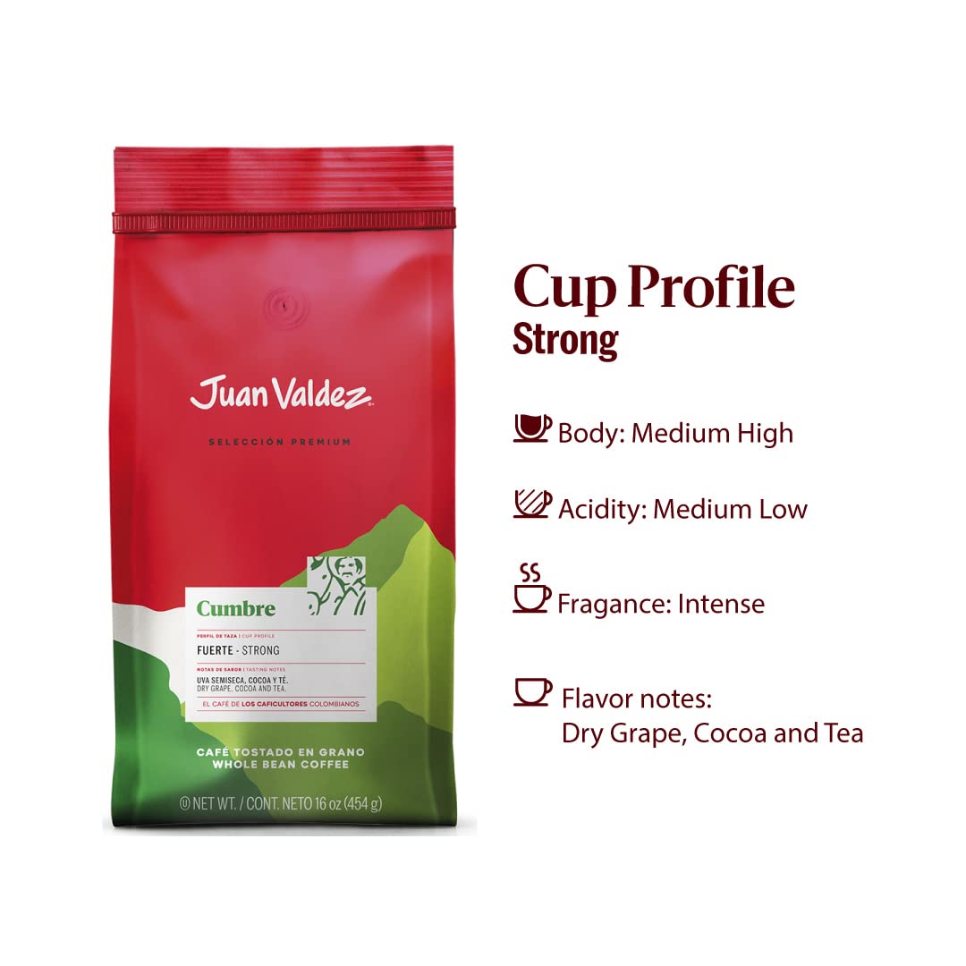 Juan Valdez Whole Bean Coffee Dark Roast - Premium Colombian Blend, 16 OZ