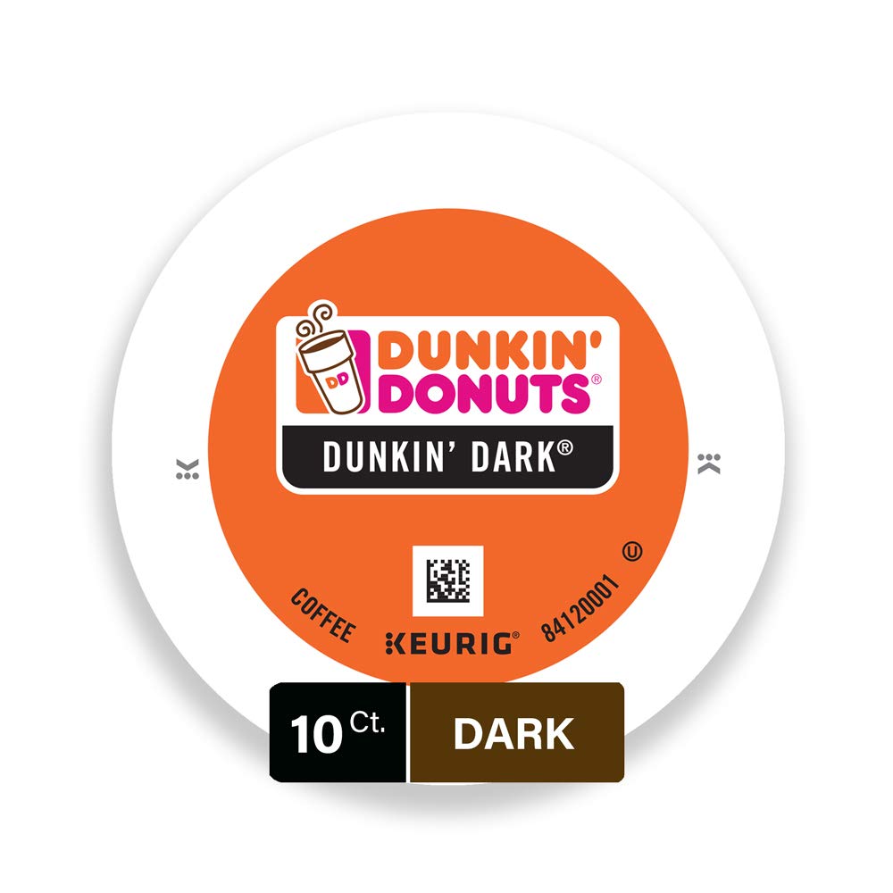 Dunkin Donuts Dark Roast K-Cup Pods for Keurig, 10 Count, White