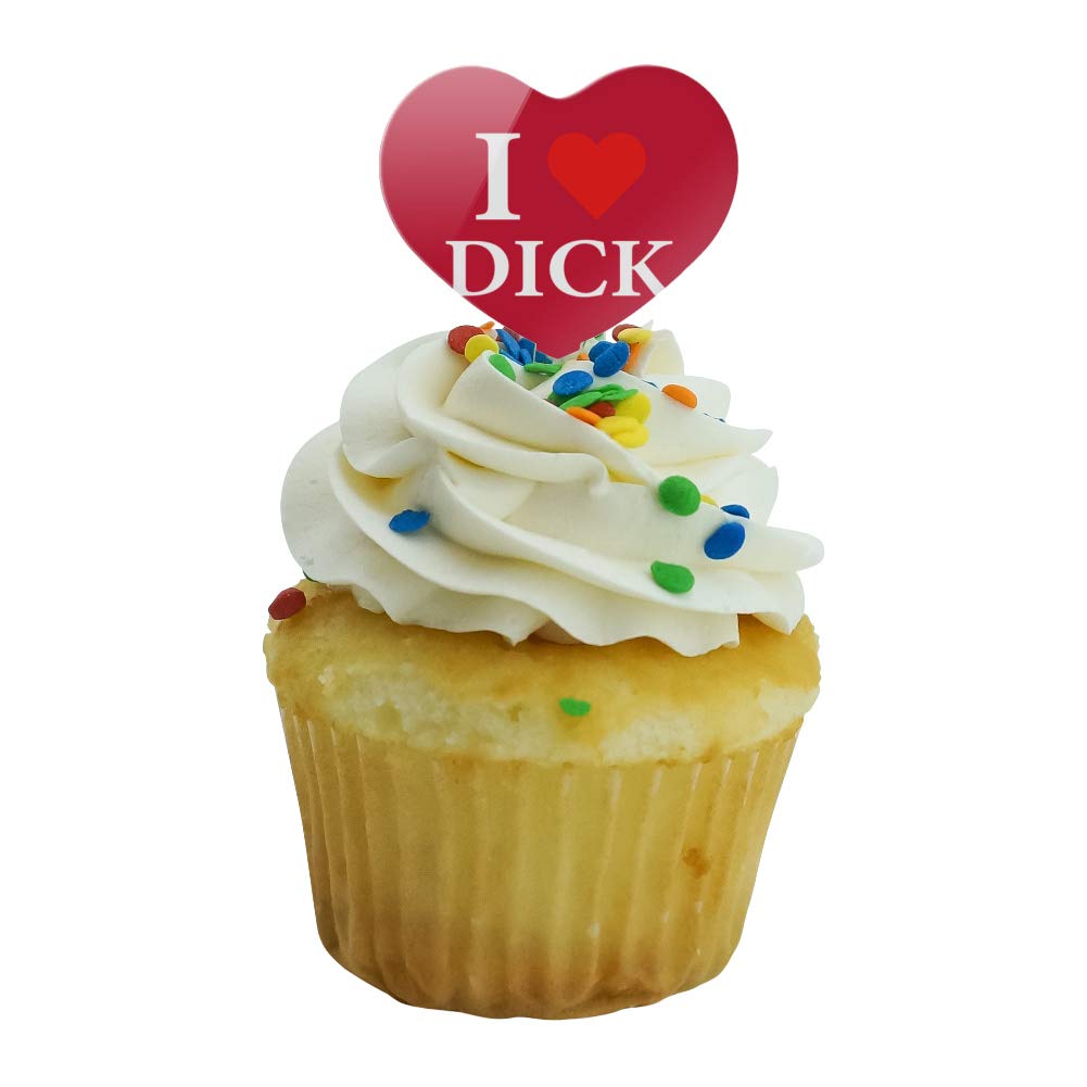 I Love Dick Heart Heart Love Cupcake Picks Toppers Decoration Set Of 6