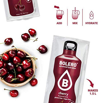 BOLERO Cherry Flavored Sugar Free Drink Mix, Pack of 12 Sachets, Makes 1/2 Gallon Strong Flavor or 1 Gallon Mild Flavor