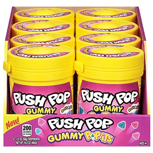 Push Pop Pop-Its Halloween Candy - 8 Ct Bulk Chewy Gummies In Assorted Fruity Flavors - Fun Gummy Candy For Halloween Candy Bowl