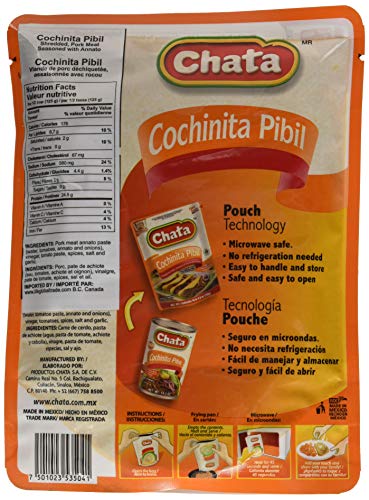 Chata Cochinita Pibil, Shredded Pork Meat, Seasoned With Annato, Ready-To-Eat, No Preservatives, 8.8 Oz Pouch (Pack Of 1)