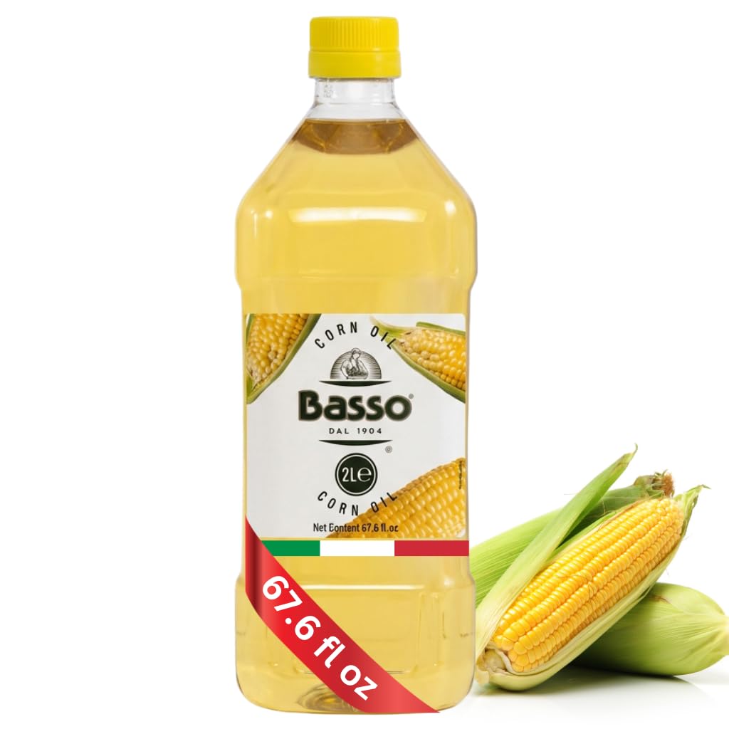 BASSO 1904 Pure Corn Oil, 2 Liter (67.6 fl oz) - Light Neutral Flavor for Dressings, Baking & Everyday Cooking, Vitamin E Source